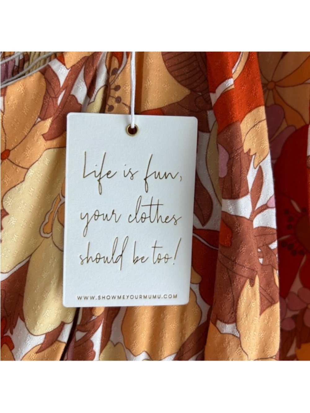 Show Me Your MuMu Orange Floral Puff-Sleeve Midi Dress - Picture 8 of 10